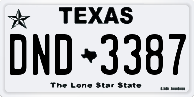TX license plate DND3387
