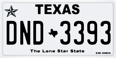 TX license plate DND3393