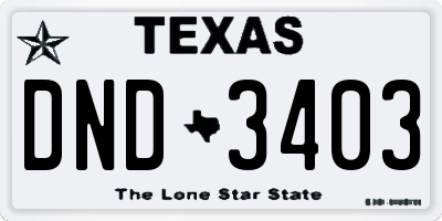 TX license plate DND3403