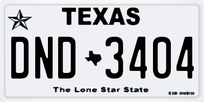 TX license plate DND3404