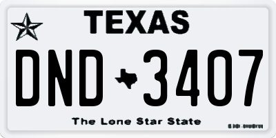 TX license plate DND3407