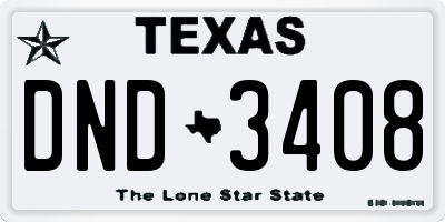 TX license plate DND3408
