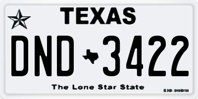 TX license plate DND3422