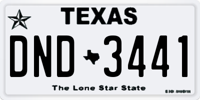 TX license plate DND3441