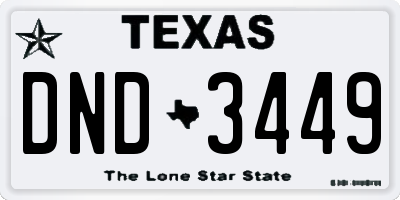 TX license plate DND3449