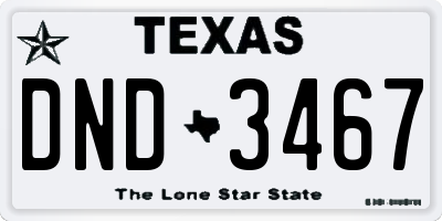 TX license plate DND3467