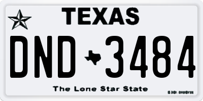 TX license plate DND3484