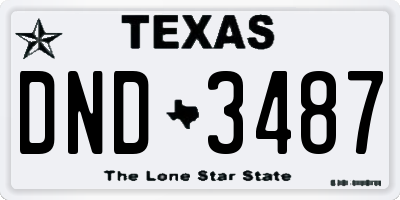 TX license plate DND3487