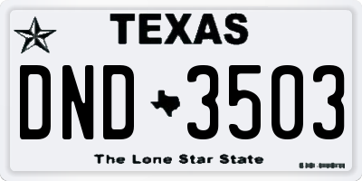 TX license plate DND3503