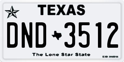 TX license plate DND3512