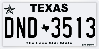 TX license plate DND3513