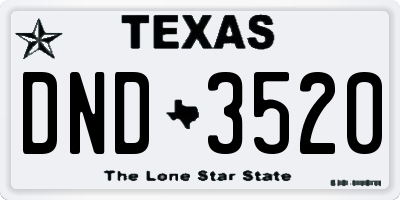 TX license plate DND3520