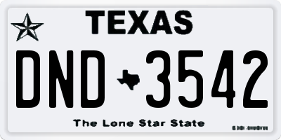 TX license plate DND3542