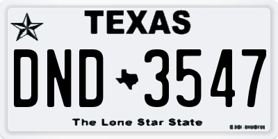 TX license plate DND3547