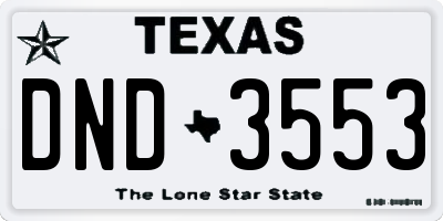 TX license plate DND3553