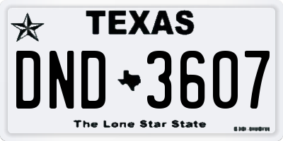 TX license plate DND3607