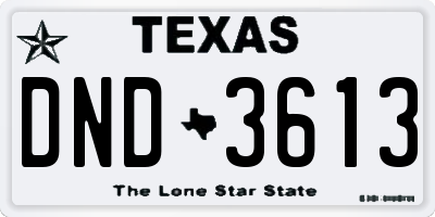TX license plate DND3613
