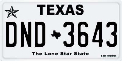 TX license plate DND3643