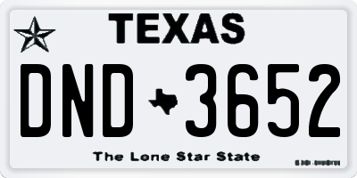 TX license plate DND3652