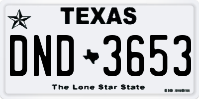 TX license plate DND3653