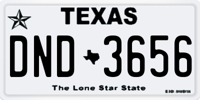 TX license plate DND3656