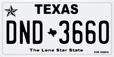 TX license plate DND3660