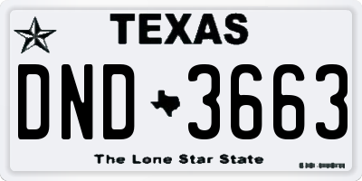 TX license plate DND3663