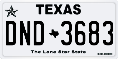 TX license plate DND3683