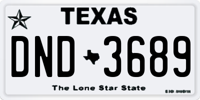 TX license plate DND3689