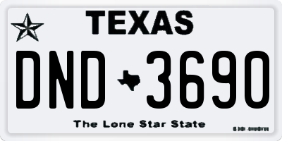 TX license plate DND3690