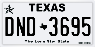 TX license plate DND3695