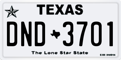 TX license plate DND3701