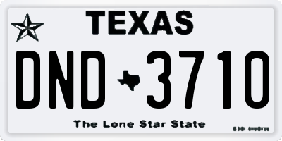 TX license plate DND3710