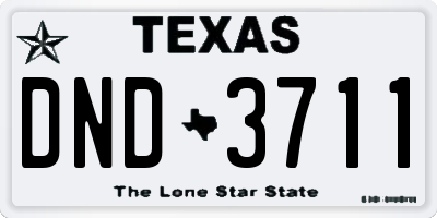 TX license plate DND3711