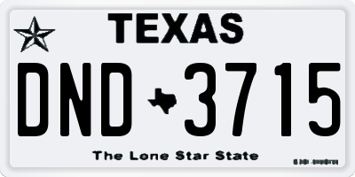 TX license plate DND3715