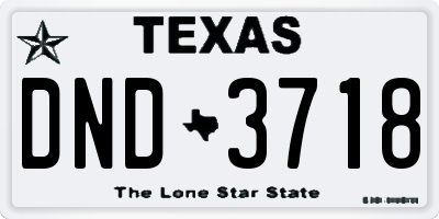 TX license plate DND3718