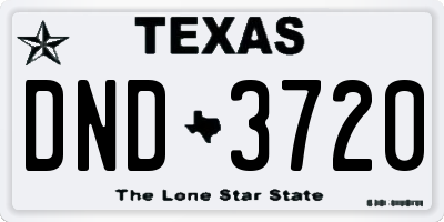 TX license plate DND3720
