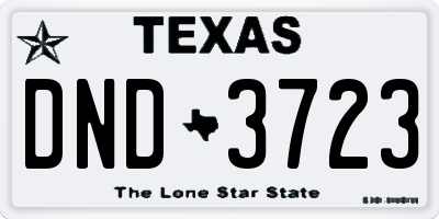 TX license plate DND3723
