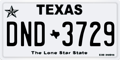 TX license plate DND3729