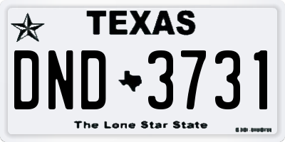 TX license plate DND3731