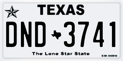 TX license plate DND3741