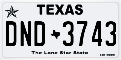 TX license plate DND3743