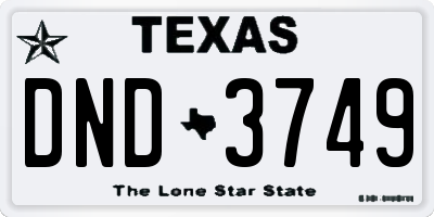 TX license plate DND3749
