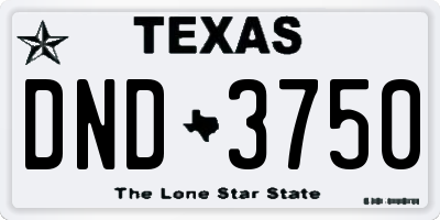 TX license plate DND3750