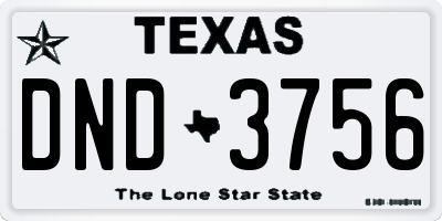TX license plate DND3756