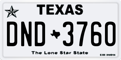 TX license plate DND3760
