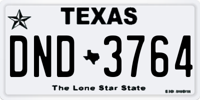 TX license plate DND3764