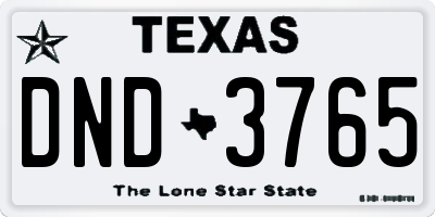 TX license plate DND3765