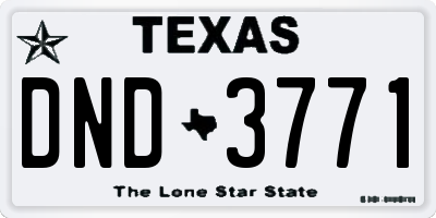 TX license plate DND3771