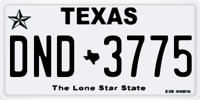 TX license plate DND3775